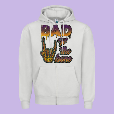 Bad To The Bone Zipper Hoodie Designed By Jahusdesignshop