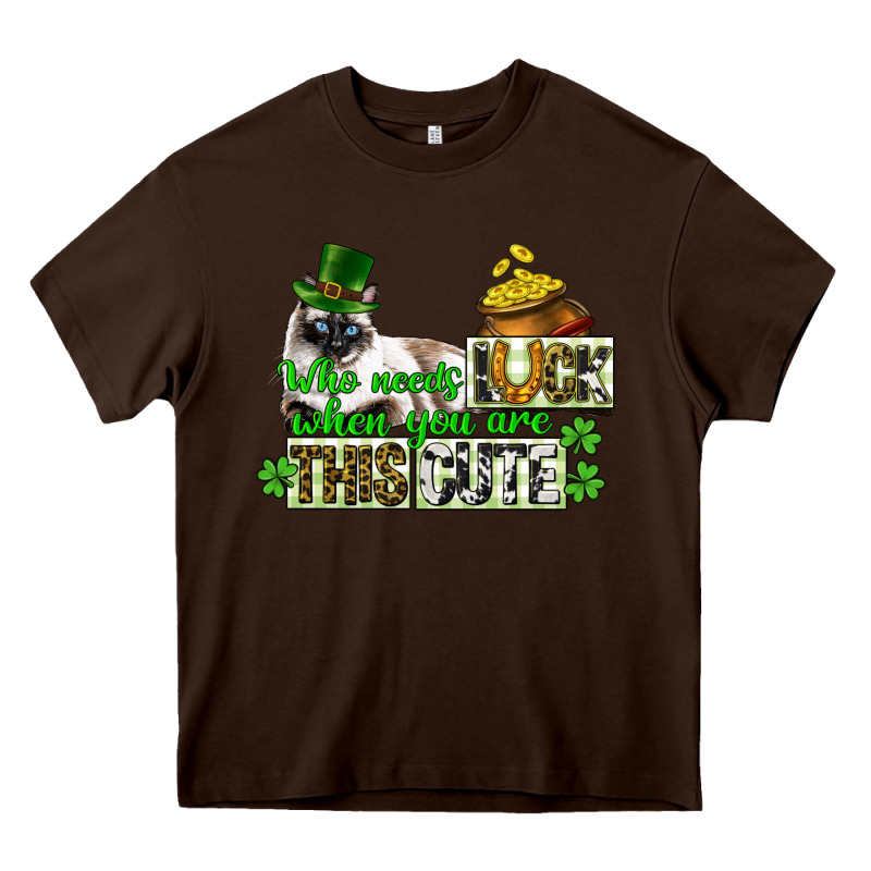 St. Patrick's Cat Who Needs Luck When You Are This Heavy Core Tee by CowGirlArtShop | Teevron