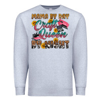 Heather Grey mama by day craft queen by night Premium Sweatshirt - RanaPortraitStore