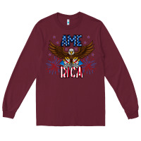 Burgundy America eagle Long Sleeve Tee - CowhideDigitalArt