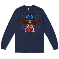 Navy America eagle Long Sleeve Tee - CowhideDigitalArt