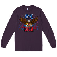 Plum America eagle Long Sleeve Tee - CowhideDigitalArt