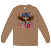 Toasted Coconut America eagle Long Sleeve Tee - CowhideDigitalArt