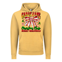 Vintage Mustard Candy Cane Christmas Club Vintage Hoodie - CowhideDigitalArt