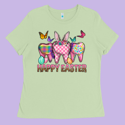 Happy Easter Dental And Egg Ladies Tee Designed By Bundleandbundleshop