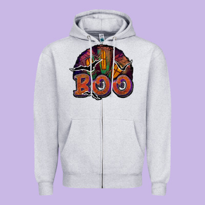 Boo Zipper Hoodie Designed By Jahusdesignshop
