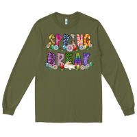 Army Green SPRING BREAK Long Sleeve Tee - CowhideDigitalArt