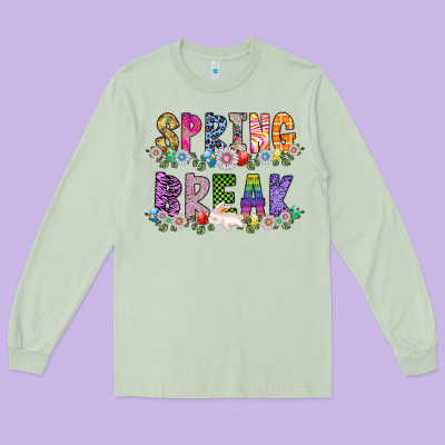 Spring Break Long Sleeve Tee Designed By Cowhidedigitalart