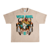 French Oak Wild Soul Bull Skull Urban Heavy Tee - FaDigitalArtStudio