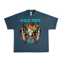 Midnight Navy Wild Soul Bull Skull Urban Heavy Tee - FaDigitalArtStudio