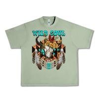 Oil Green Wild Soul Bull Skull Urban Heavy Tee - FaDigitalArtStudio