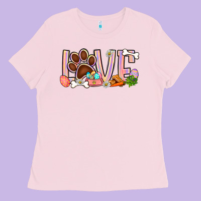 Easter Love Dog Paw Ladies Tee Designed By Bundleandbundleshop