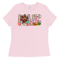 Bubblegum Pink Easter love dog paw Ladies Tee - BundleAndBundleShop