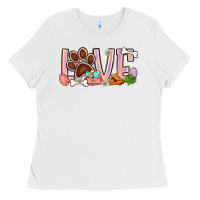 White Easter love dog paw Ladies Tee - BundleAndBundleShop