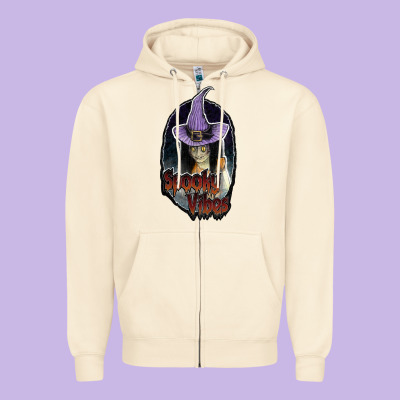 Spooky Vibes Zipper Hoodie Designed By Jahusdesignshop