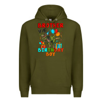 Army Green brother of the birthday boy t rex Premium Hoodie - Artiststas