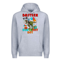 Heather Grey brother of the birthday boy t rex Premium Hoodie - Artiststas