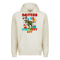 Oatmeal Heather brother of the birthday boy t rex Premium Hoodie - Artiststas