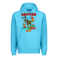 Ocean Blue brother of the birthday boy t rex Premium Hoodie - Artiststas