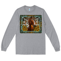 Heather Grey Western Horse Mouse Pad Long Sleeve Tee - CowhideDigitalArt