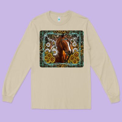 Western Horse Mouse Pad Long Sleeve Tee Designed By Cowhidedigitalart