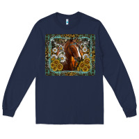 Navy Western Horse Mouse Pad Long Sleeve Tee - CowhideDigitalArt