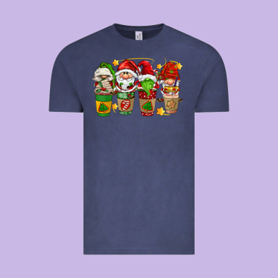 Christmas Coffee Cups Gnomies Vintage Tee Designed By Fadigitalartstudio