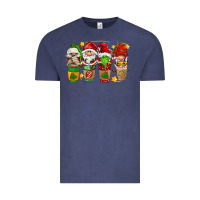 Vintage Denim christmas coffee cups gnomies Vintage Tee - FaDigitalArtStudio