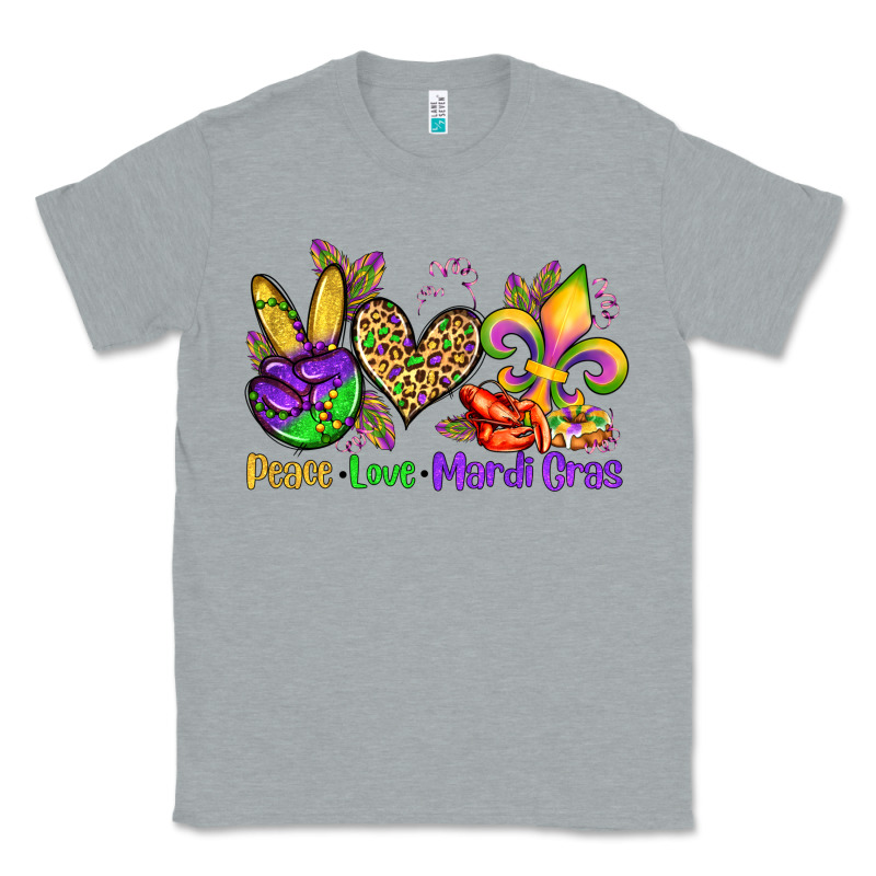 Peace Love Mardi Gras Olivia Classic Tee by OliviaCreatesArt | Teevron