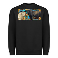 Black Charolais and black angus bull with sunflower and leopard Heavyweight Sweatshirt - RanaPortraitStore