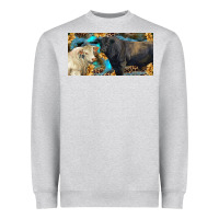 Heather Grey Charolais and black angus bull with sunflower and leopard Heavyweight Sweatshirt - RanaPortraitStore
