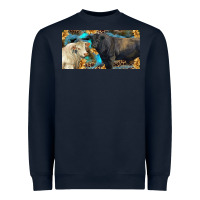 Navy Charolais and black angus bull with sunflower and leopard Heavyweight Sweatshirt - RanaPortraitStore