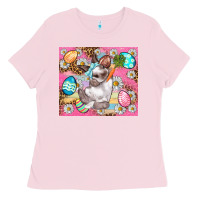 Bubblegum Pink Easter Bunny And Egg With Leopard Pattern Tumbler Ladies Tee - BundleAndBundleShop