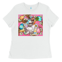 White Easter Bunny And Egg With Leopard Pattern Tumbler Ladies Tee - BundleAndBundleShop