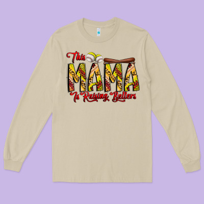 This Mama Is Raising Ballers Softball And Baseball Long Sleeve Tee Designed By Cowhidedigitalart
