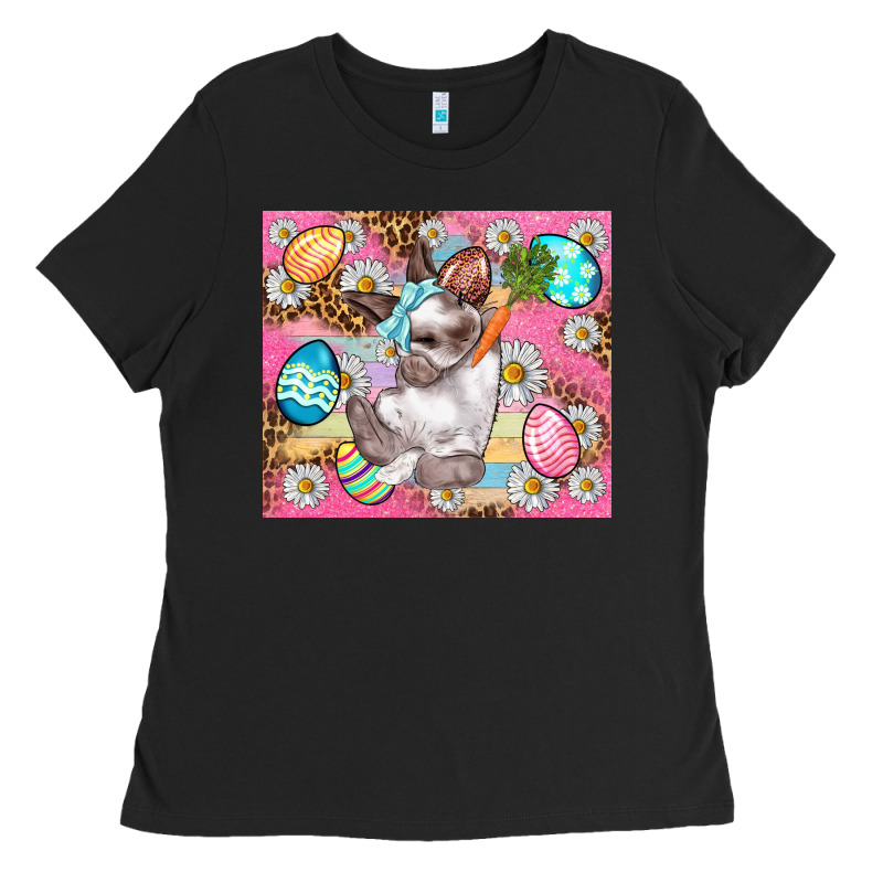 Easter Bunny And Egg With Leopard Pattern Tumbler Ladies Tee by BundleAndBundleShop | Teevron