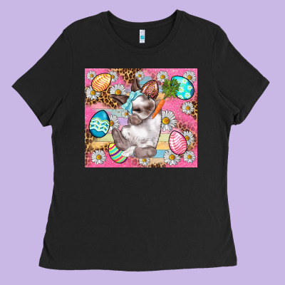 Easter Bunny And Egg With Leopard Pattern Tumbler Ladies Tee Designed By Bundleandbundleshop