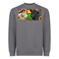 Storm Charolais Bull And Black Angus Bull With Farm Heavyweight Sweatshirt - RanaPortraitStore
