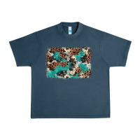 Midnight Navy Cowhide Turquoise Glitter Urban Heavy Tee - FaDigitalArtStudio