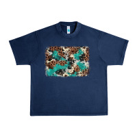 Navy Cowhide Turquoise Glitter Urban Heavy Tee - FaDigitalArtStudio