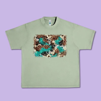 Cowhide Turquoise Glitter Urban Heavy Tee Designed By Fadigitalartstudio