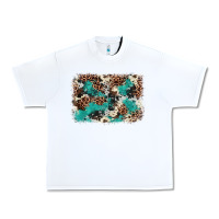 White Cowhide Turquoise Glitter Urban Heavy Tee - FaDigitalArtStudio