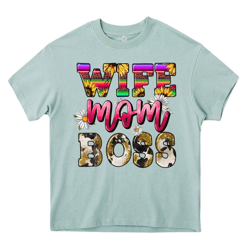 Wife Mom Boss Daisy Mother's Day Heavy Core Tee by HowdyJamesFarm | Teevron