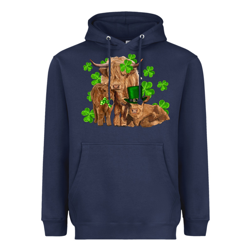 St Patricks Day Cow Family Heavyweight Hoodie by RanaPortraitStore | Teevron