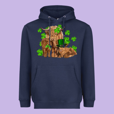 St Patricks Day Cow Family Heavyweight Hoodie Designed By Ranaportraitstore