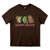 Chocolate Brown Happy Easter With Western Eggs And Sunflowers Heavy Core Tee - RanaPortraitStore