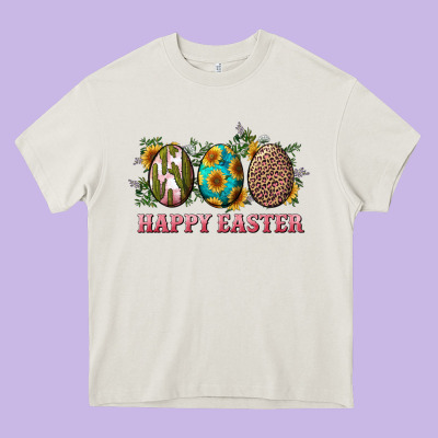 Happy Easter With Western Eggs And Sunflowers Heavy Core Tee Designed By Ranaportraitstore