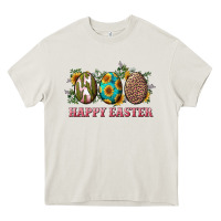 Cream Happy Easter With Western Eggs And Sunflowers Heavy Core Tee - RanaPortraitStore