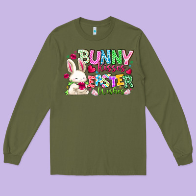 Bunny Kisses Easter Wishes Long Sleeve Tee Designed By Cowhidedigitalart