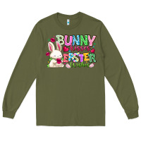Army Green Bunny Kisses Easter Wishes Long Sleeve Tee - CowhideDigitalArt